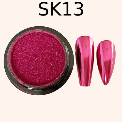 Mirror finish nail powder in a rainbow of shades for nail art