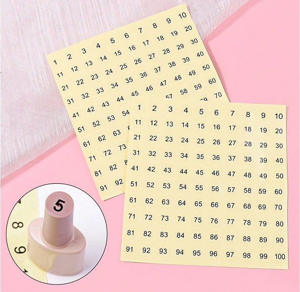 Clear Nail Number Stickers for Gel Polish and Swatches, 2pcs (1–100)