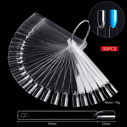 Transparent clear nail tips on a ring for swatches, 50 pcs