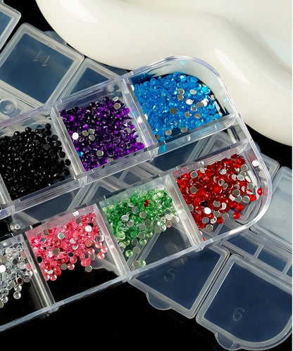 12-Grid Colorful Nail Rhinestone