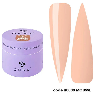 DNKa Builder Gel Mousse #0008 — closed jar, peach mousse texture