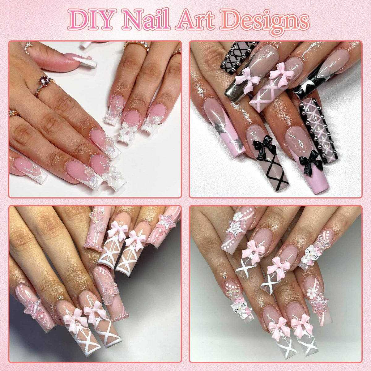 Coquette Mini 3D Decor Set, pearl heart charms close-up