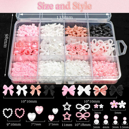 Coquette Mini 3D Decor Set, finished coquette-style manicure