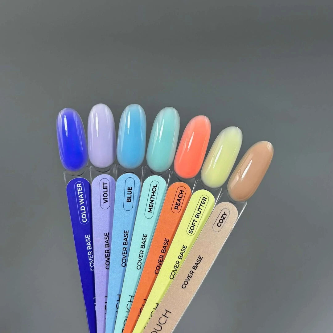 TOUCH Cover Base Blue, 13ml, swatch on nail tip
