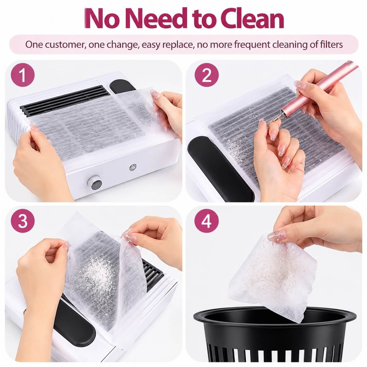 Disposable Nail Dust Collector Filter Sheets – White, 100 pcs
