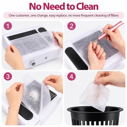 Disposable Nail Dust Collector Filter Sheets – White, 100 pcs