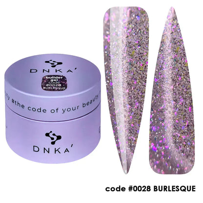 DNKa Builder Gel #0028 Burlesque — full extension set, glamorous pink-violet finish