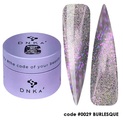 DNKa Builder Gel #0029 Burlesque — full extension set, translucent violet glow finish