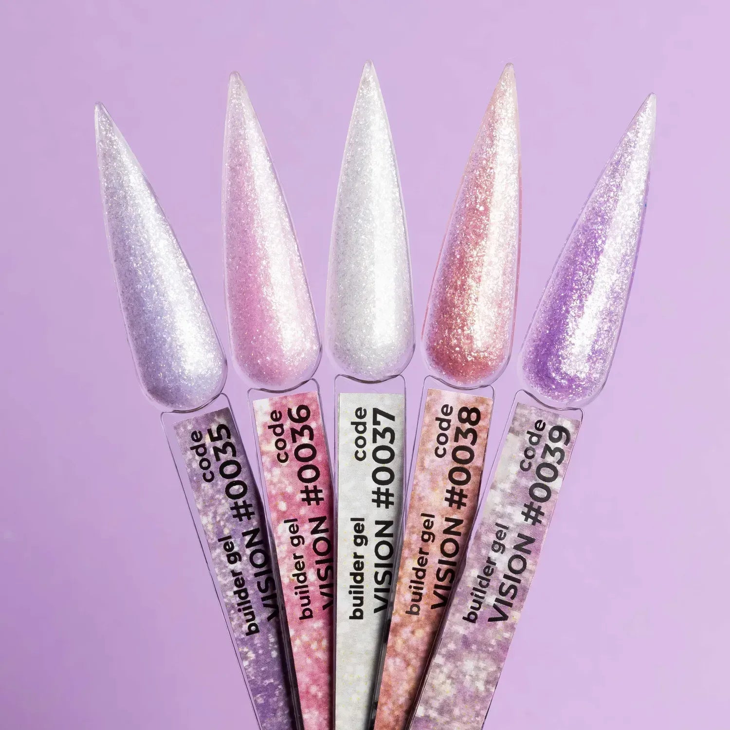 DNKa Builder Gel #0035 Vision — full extension set, lilac shimmer finish