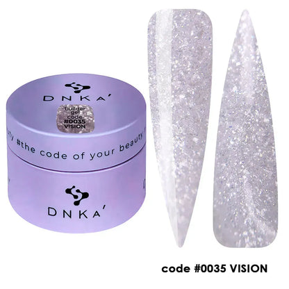 DNKa Builder Gel #0035 Vision — closed jar, soft lilac with shimmer
