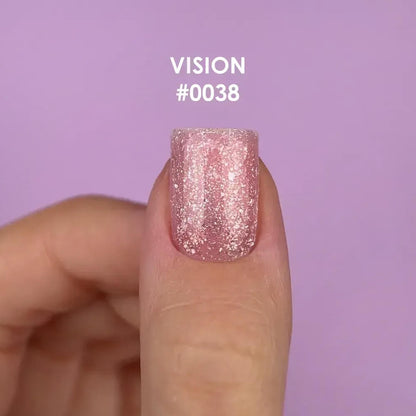 DNKa Builder Gel #0038 Vision — full extension set, rose gold shimmer finish