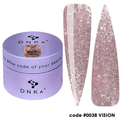 DNKa Builder Gel #0038 Vision — label close-up, rose gold shade