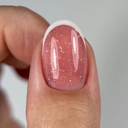 DNKa Builder Gel Hollywood Glow #0030 — open jar, reflective pink glitter gel