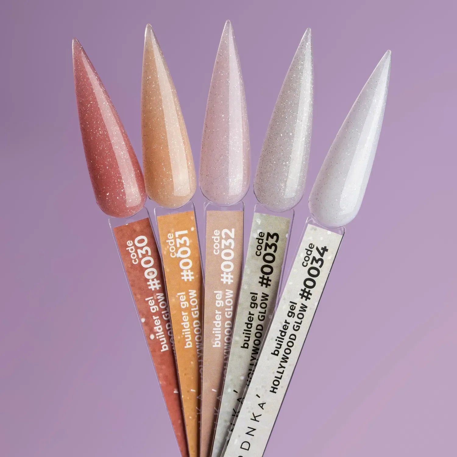 DNKa Builder Gel Hollywood Glow #0030 — label close-up, pink reflective shade