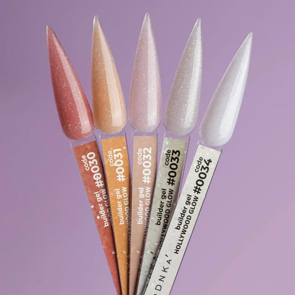 DNKa Builder Gel Hollywood Glow #0030 — label close-up, pink reflective shade