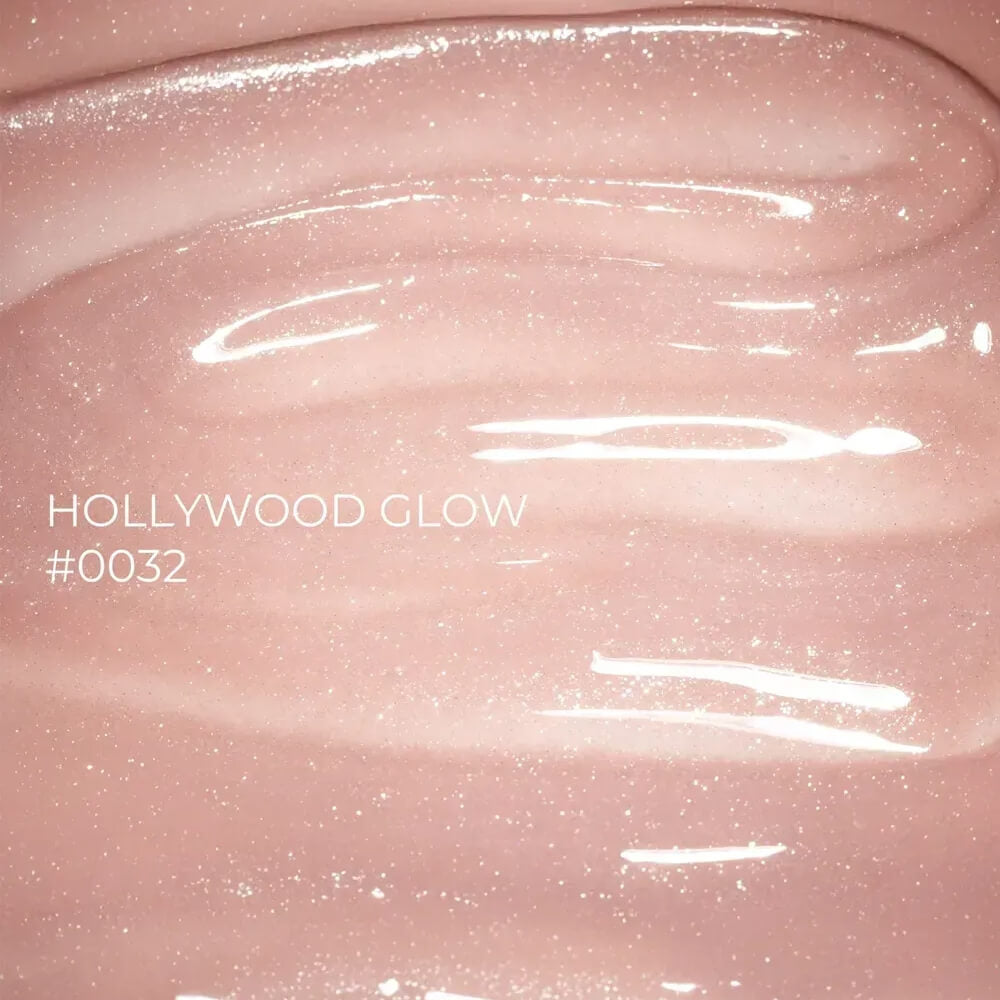DNKa Builder Gel Hollywood Glow #0032 — single nail close-up, reflective shine detail