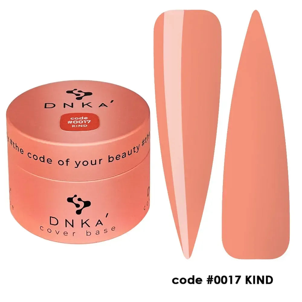 Summer-toned manicure finished with DNKa Cover Base #0017 Kind under a glossy top coat