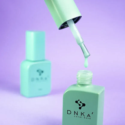Side angle of the DNKa Cover Base #0019 Fresh bottle and brush applicator