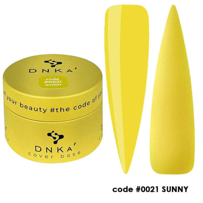 DNKa Cover Base #0021 Sunny Yellow applied to the nail plate
