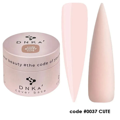 DNKa Cover Base #0037 Cute beige-pink manicure on hand