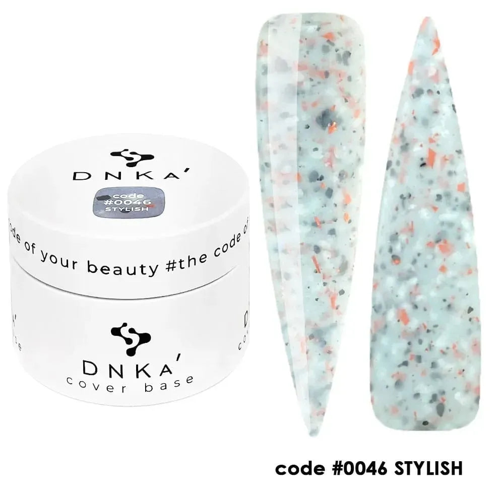 DNKa Cover Base #0046 Stylish artistic manicure on hand
