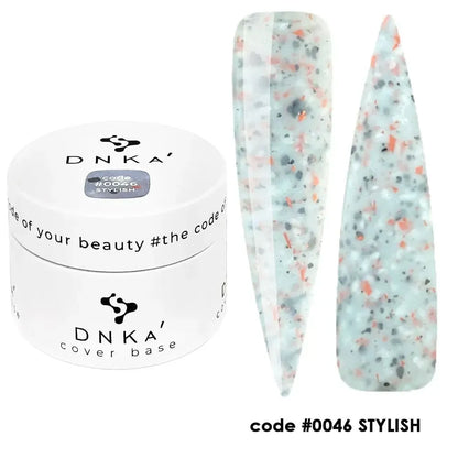 DNKa Cover Base #0046 Stylish artistic manicure on hand