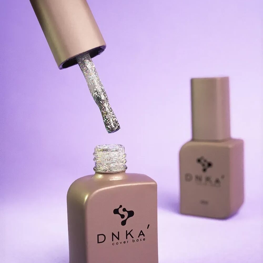 DNKa Cover Base #0049 Hype silver manicure on hand
