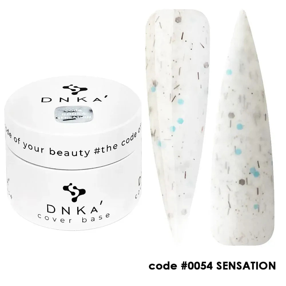DNKa Cover Base #0054 Sensation bottle next to DNKa top coat