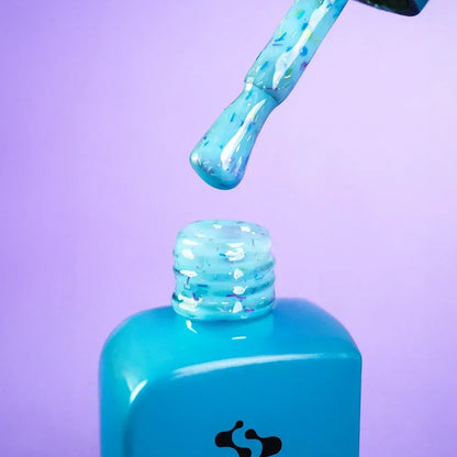 DNKa Cover Base #0058 Chilly light blue manicure on hand