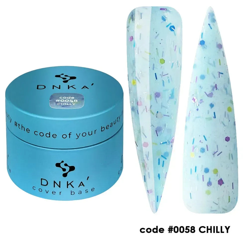 DNKa Cover Base #0058 Chilly sky blue shimmer gel swatch