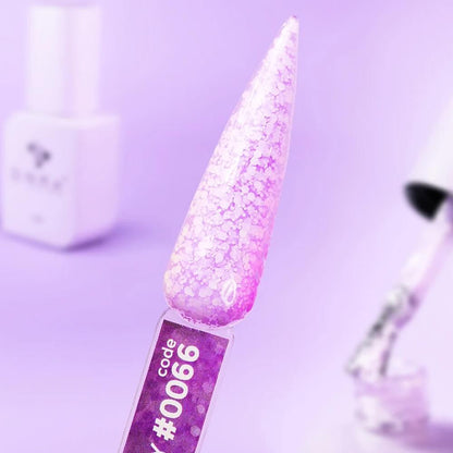 Close-up swatch of the 30ml Serenity shade, showing lilac tone and angular fleck texture