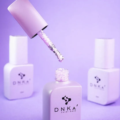 Freshly cured nails coated in 12ml Serenity, showing the lilac base and polygon shimmer