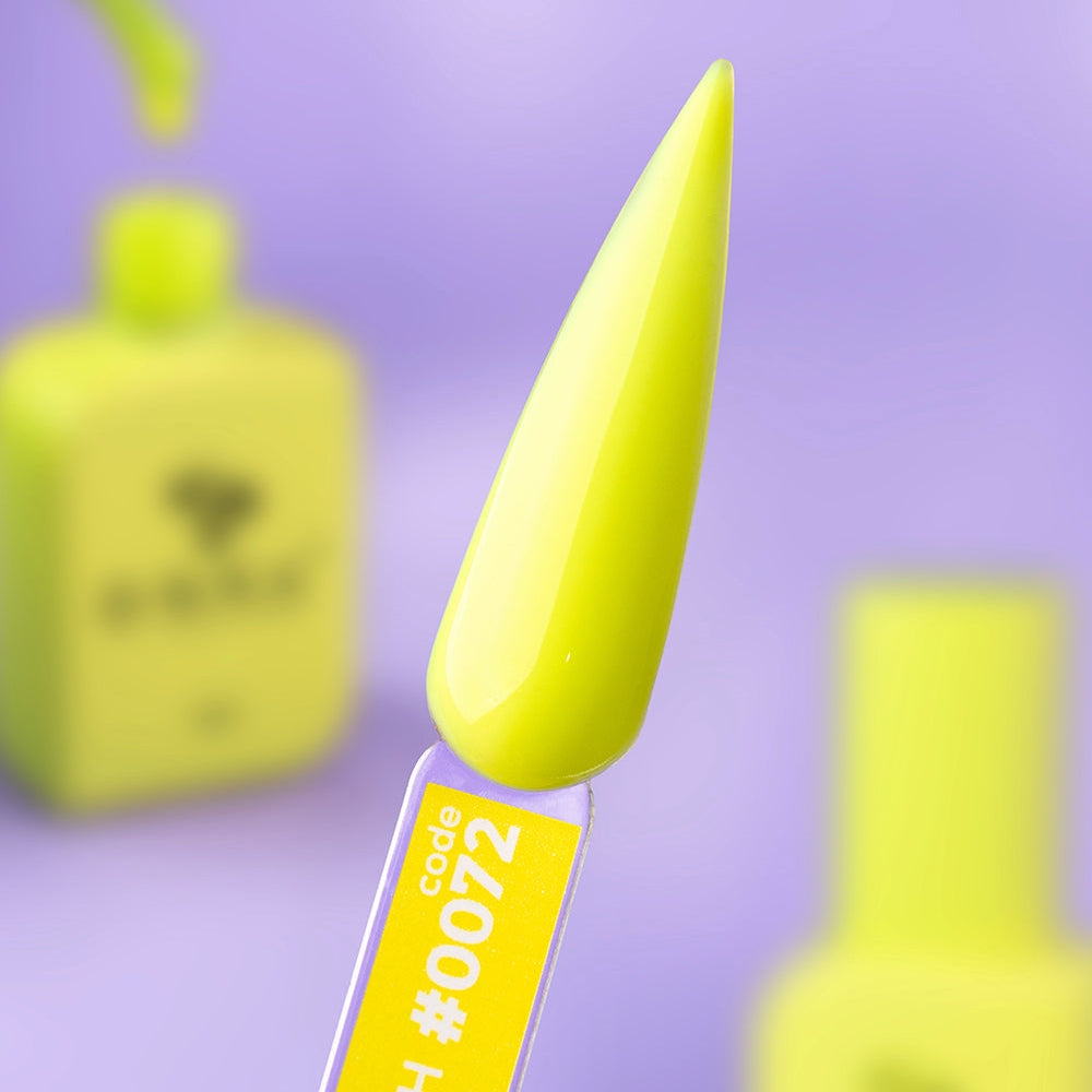 Close-up swatch of 12ml Crash, opaque neon lemon yellow with no visible shimmer