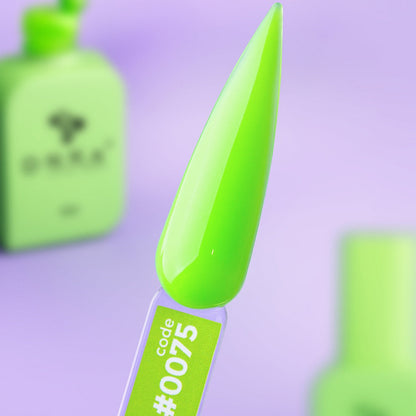 Nails freshly cured in 12ml Risky, bold neon green full coverage