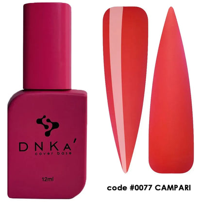 12ml bottle of Campari in neon red next to a DNKa top coat bottle