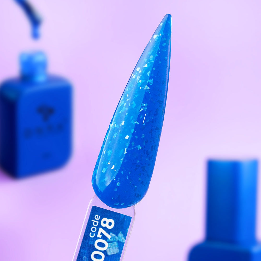 Close-up swatch of 12ml Azure, blue tone with light-reflecting sparkle