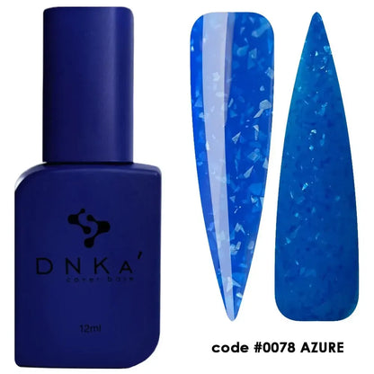 DNKa Cover Base #0078 Azure, 12ml bottle standing closed, vibrant blue with shimmer