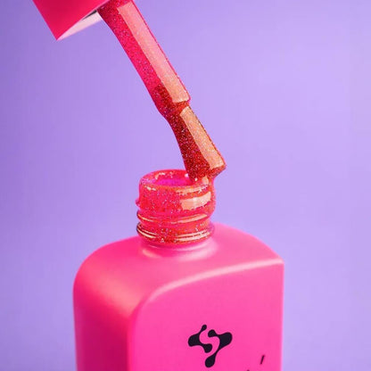 DNKa Cover Base #0085 Glam — full manicure, reflective bright pink finish