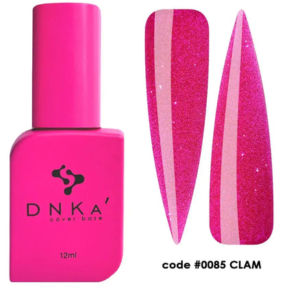 DNKa Cover Base #0085 Glam — bottle paired with DNKa top coat, reflective pink base