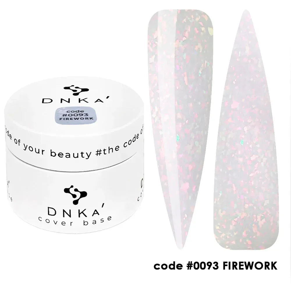 DNKa Cover Base #0093 Firework — single nail close-up, iridescent shifting color