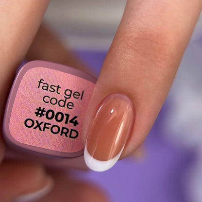 DNKa Fast Gel #0014 Oxford — full manicure, golden peach tone