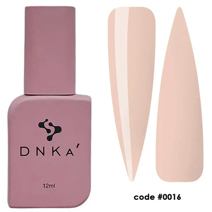 DNKa Fast Gel #0016 Oxford — swatch on nail tip, neutral beige finish
