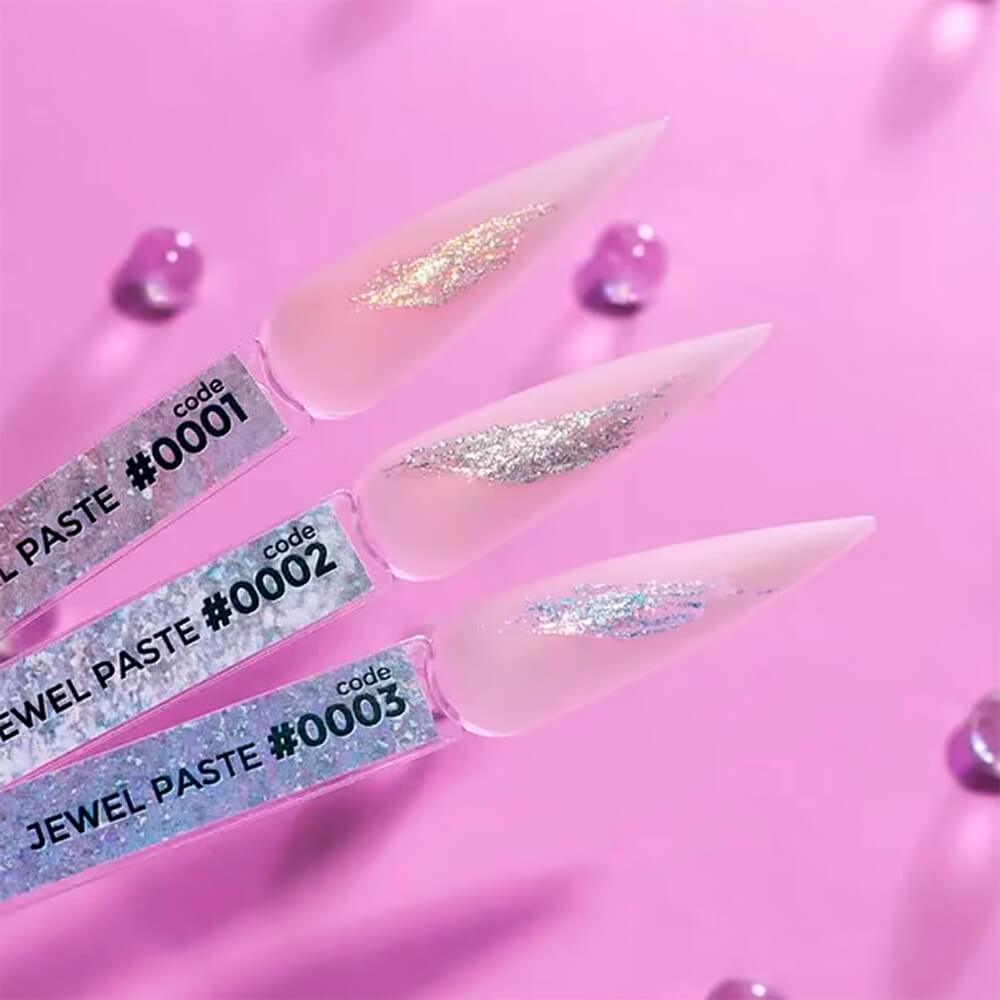 DNKa Gel Paste #0001 — label close-up, pearlescent peach-pink shade