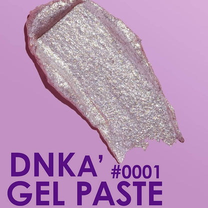 DNKa Gel Paste #0001 — single nail close-up, mica glitter detail