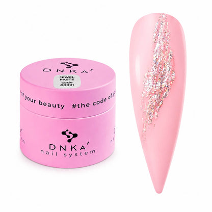 DNKa Gel Paste #0001 — closed jar, pearlescent peach-pink paste