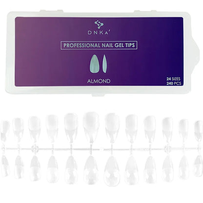 DNKa Professional Nail Gel Tips Almond — full box, 12 sizes