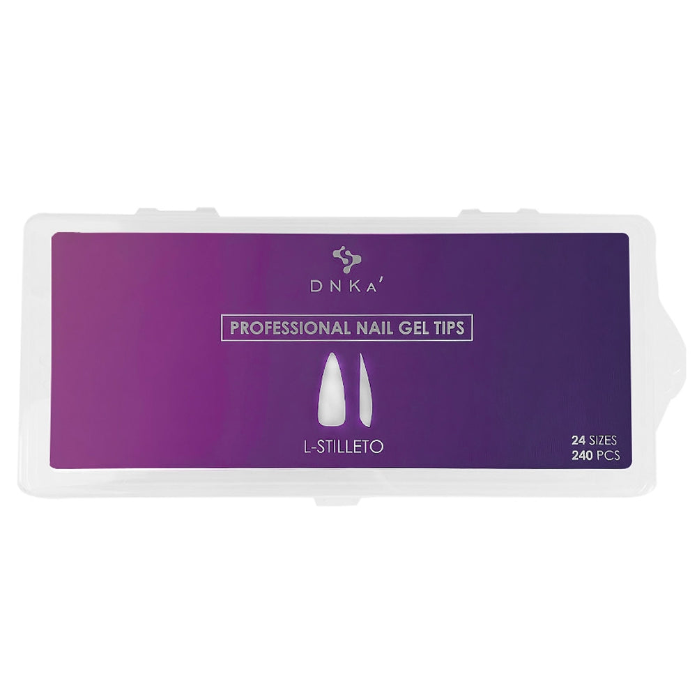 DNKa Professional Nail Gel Tips L-Stiletto — tip applied to natural nail