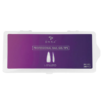 DNKa Professional Nail Gel Tips L-Stiletto — tip applied to natural nail