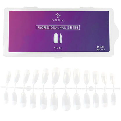 240pcs — DNKa Professional Nail Gel Tips Oval — full box, 12 sizes