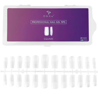 DNKa Professional Nail Gel Tips Square — full box, 12 sizes